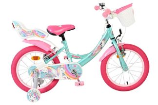 Volare Unicorn Kinderfiets - Meisjes - 16 inch - Groen - Twee Handremmen