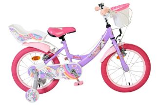 Volare Unicorn Kinderfiets - Meisjes - 16 inch - Paars - Twee Handremmen