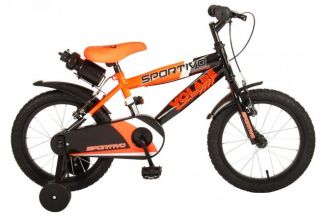 Volare Sportivo Kinderfiets - Jongens - 16 inch - Neon Oranje Zwart - Twee Handremmen - 95% afgemonteerd